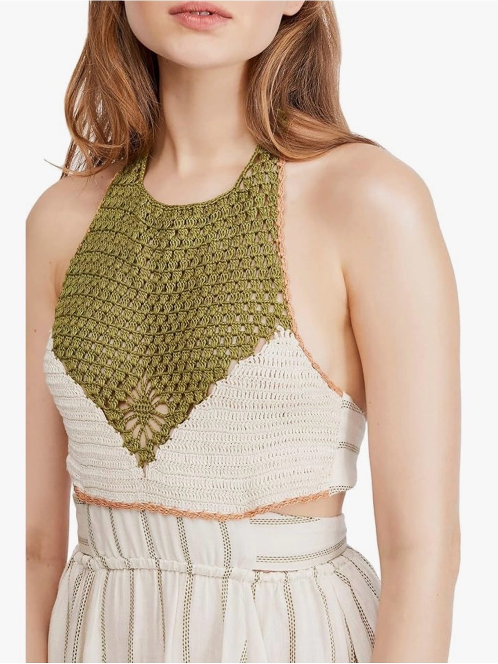 Free People Cream and Olive Striped Maxi Skirt - Picture 3 of 4